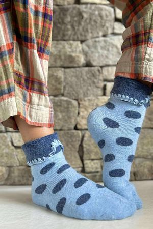 Laundry B Terry & Wool Luxury Socks Dotty Pale Blue Denim